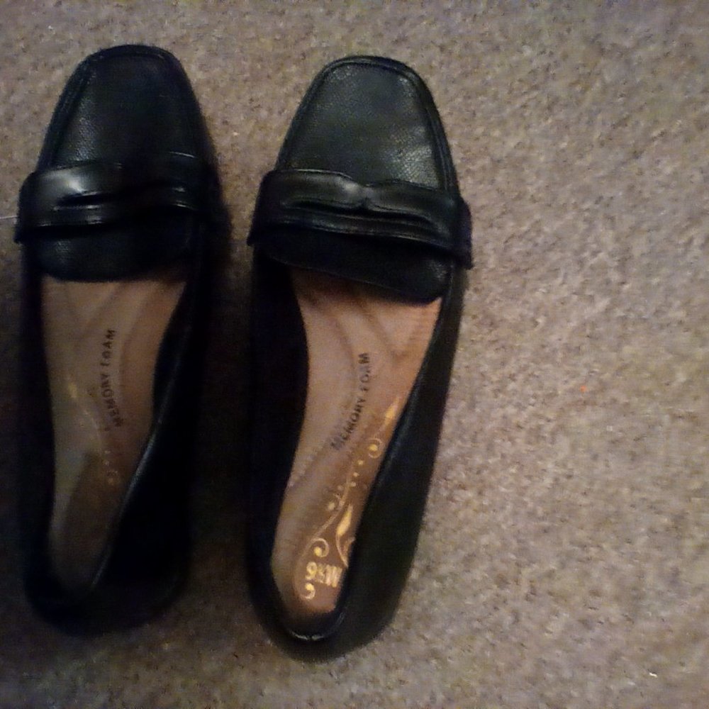 Black leather shoes